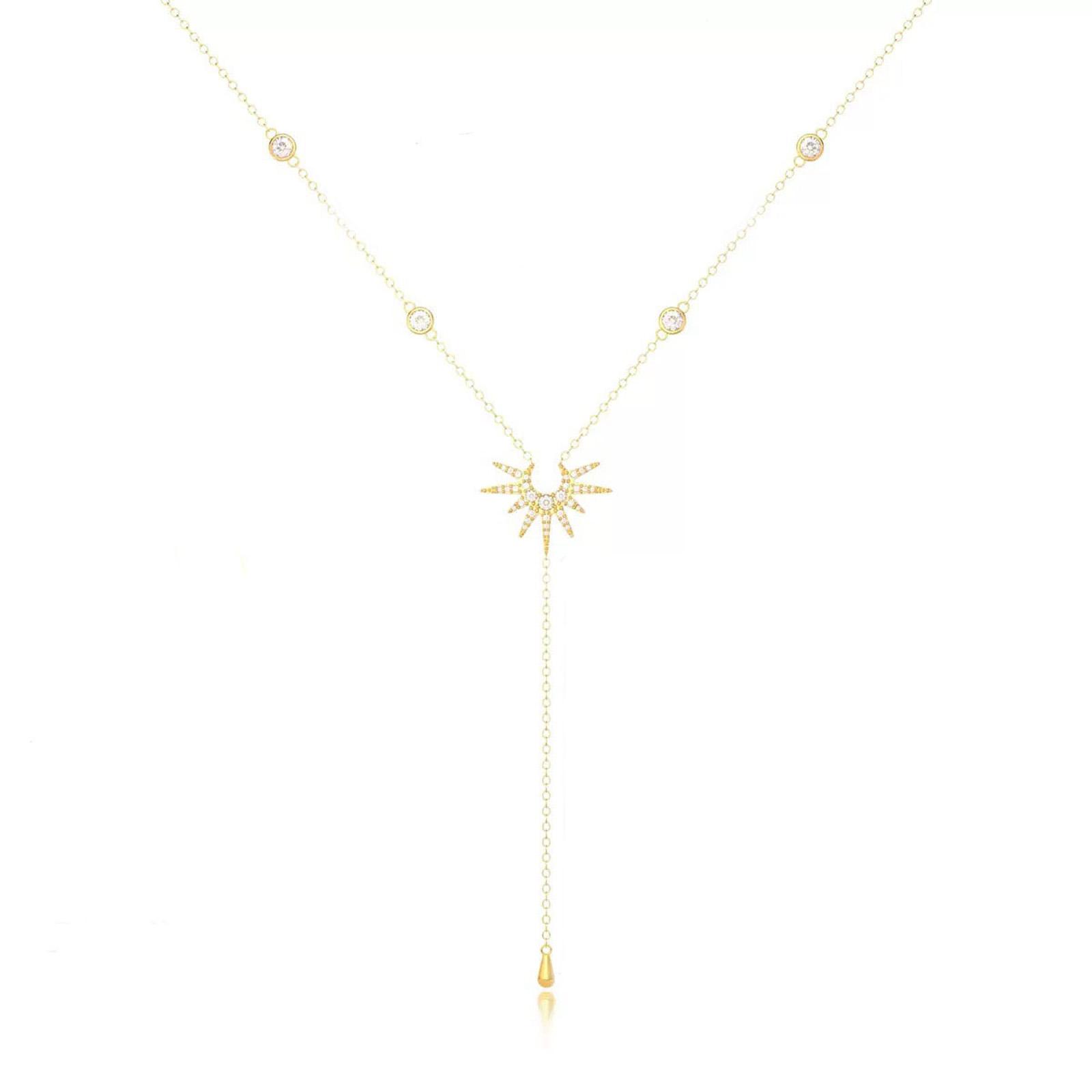 

Элегантное ожерелье из бусин Y-образной формы, шейное украшение, ожерелье с подвеской в виде солнца, модное ожерелье с текстурой сплава для модных дам золотой