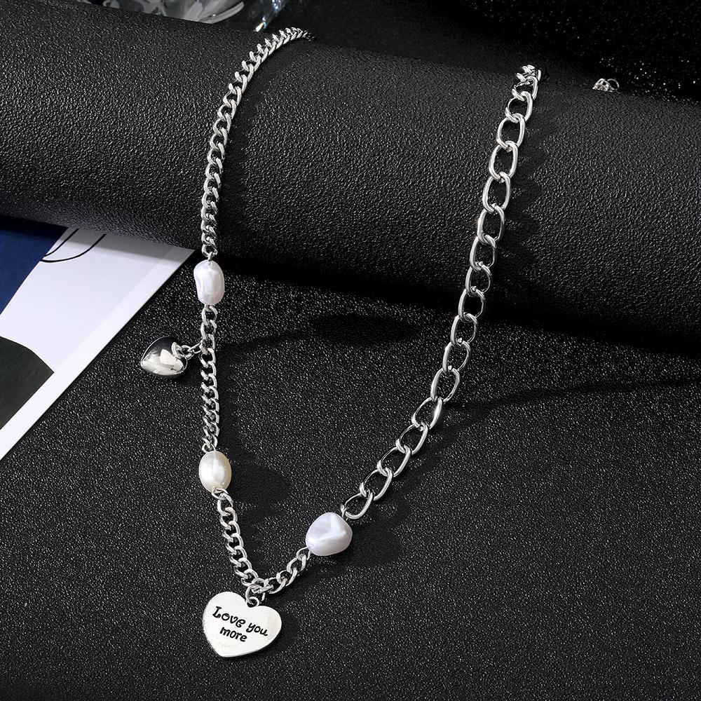 LOVE Love Pendant Pearl Irregular Necklace Fashion Elegant Girl Necklace Simple Party Versatile Summer Sweater Chain Accessories