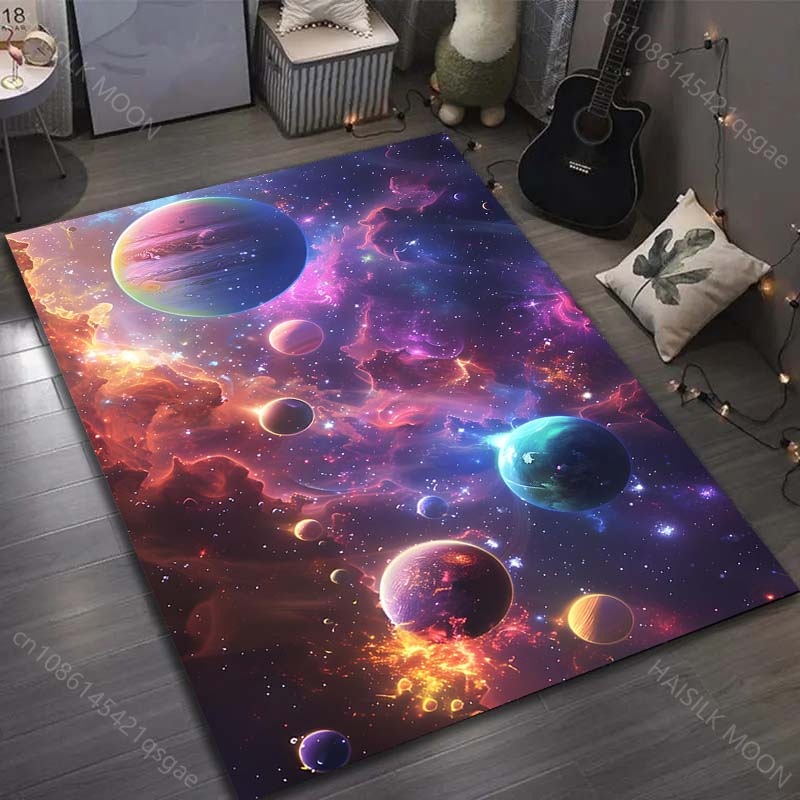 1PC Universe Planet Solar System Print Carpet for Living Room Bedroom Sofa Doormat Decor Area Rug Non-slip Floor Mat for Gifts
