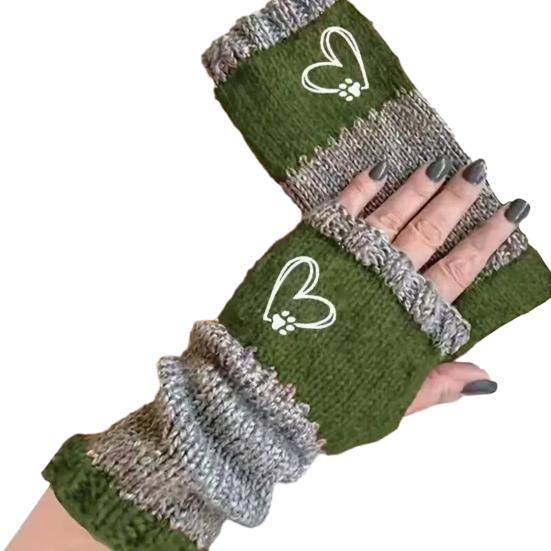 

1 пара перчаток для верховой езды, вязаные перчатки без пальцев с вышивкой и удлиненными манжетами, дизайн с половиной пальцев, отверстие для большого пальца, зимние перчатки One Size M