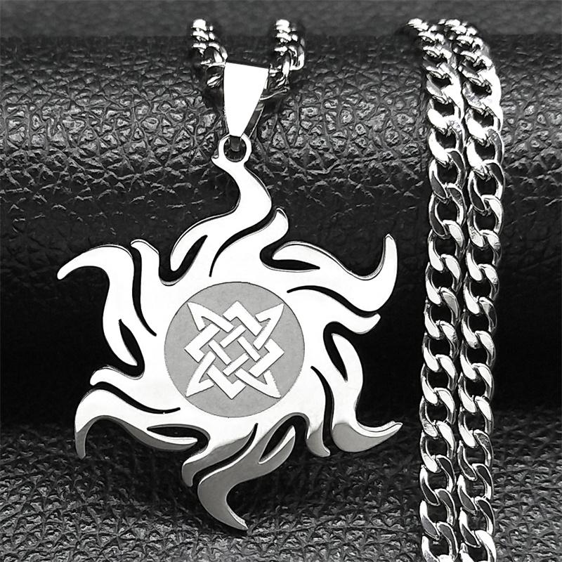 Viking Slavic Star Of Russia Symbol Pendant Necklace for Women/Men Stainless Steel Talisman Chain Gift Jewelry collar 8423-QKC
