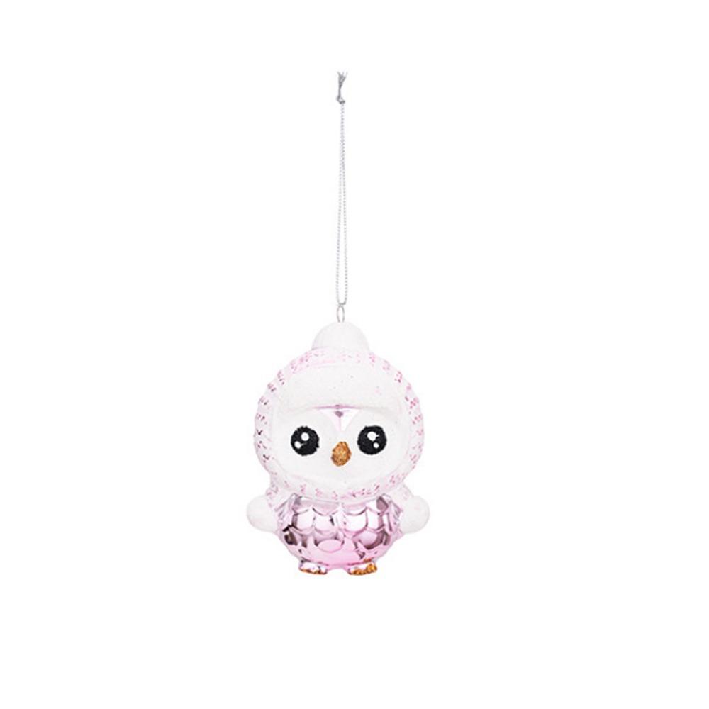 Plastic Xmas Penguin Reindeer Pendant Glitter Powder Cute Christmas Tree Hanging Pendant Electroplated