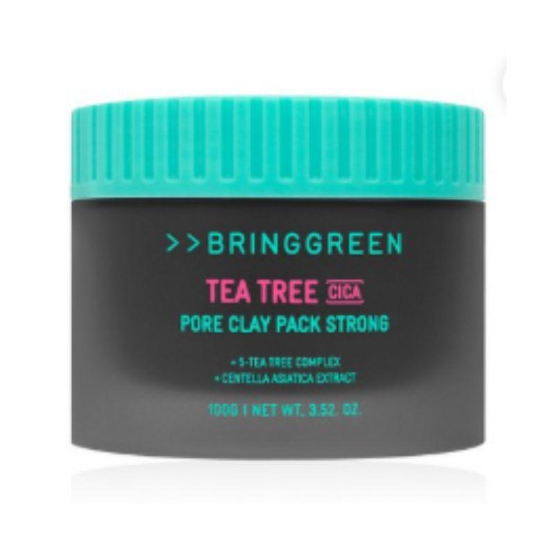 Bring Green Tea Tree Cica Pore Tightening Clay Mask Korean K-Beauty Sebum Control Wash-Off Pack for Clear Skin 100g