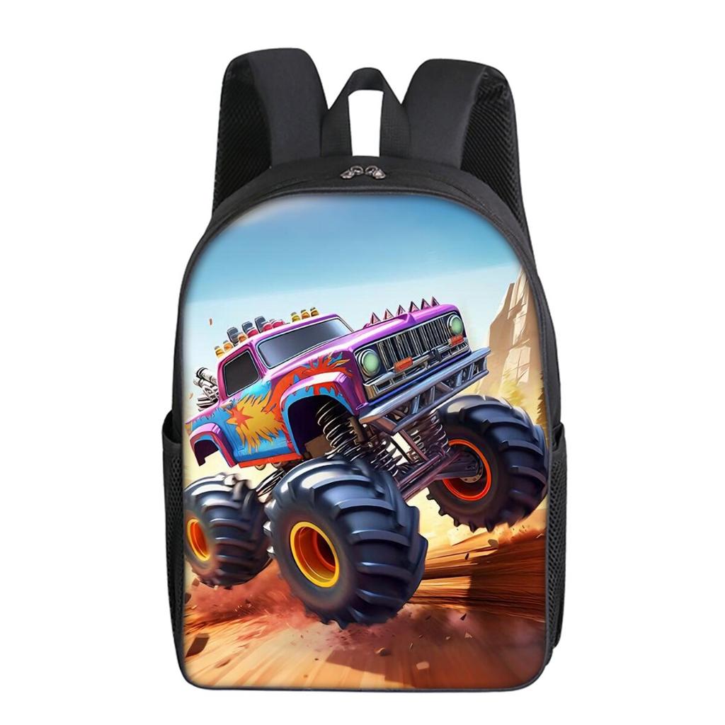 Excavator Printing Single Layer Backpack for Boy and Girls Best Gifts 2D Flat Cartoon School Bags for Children