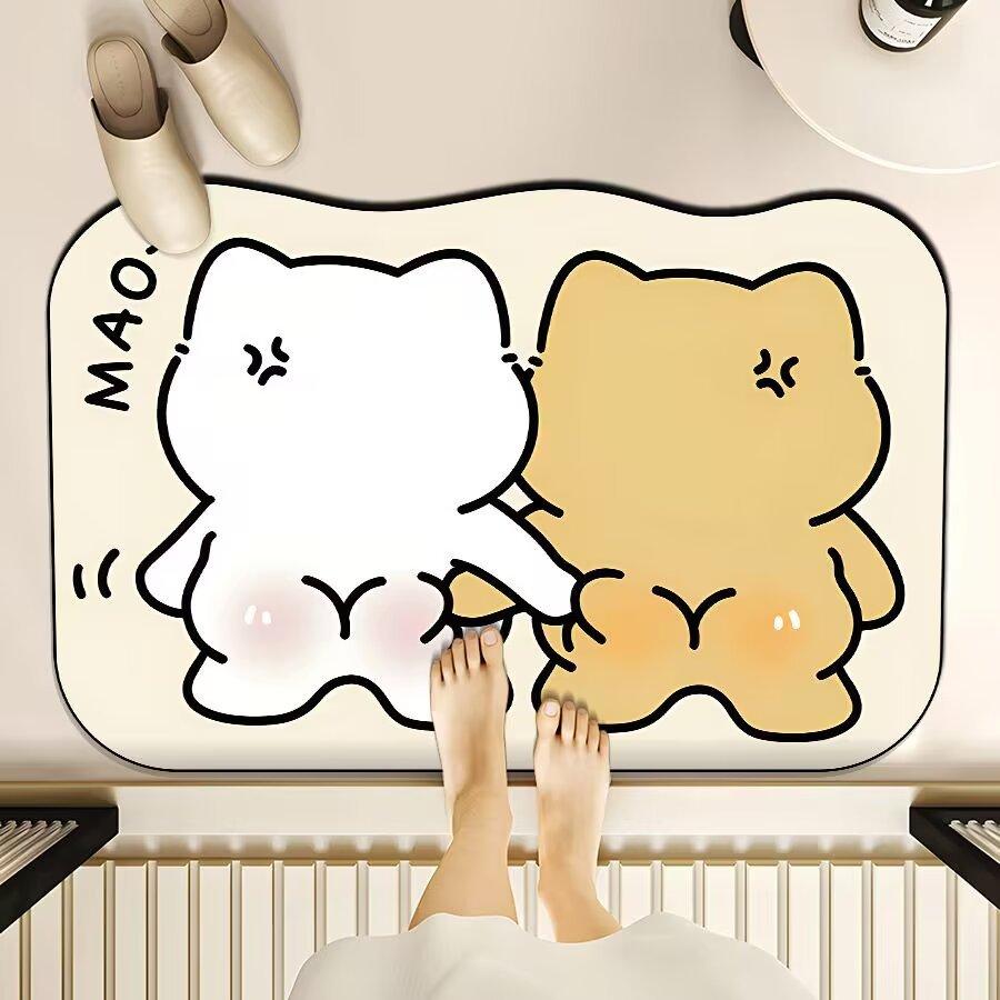 Cartoon Bathroom Floor Mats Water Absorption  Dirt Resistance  Anti Slip Diatom Mud Cushion Bathroom Entrance Door Mat