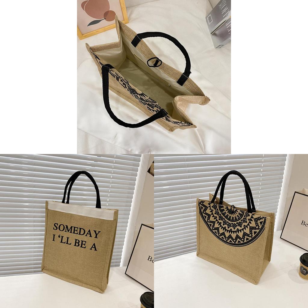 Traditional Folk Canvas Tote Bag With Lock Closure For Daily Use And Casual Outings