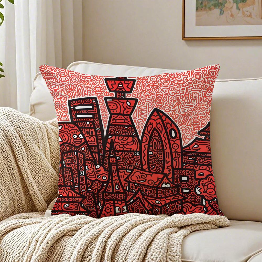 Famous Genius Graffiti Art Mr Doodle Cushion Cover Pillowcase Antidustmite Living Room Sofa Decor Cushion Room