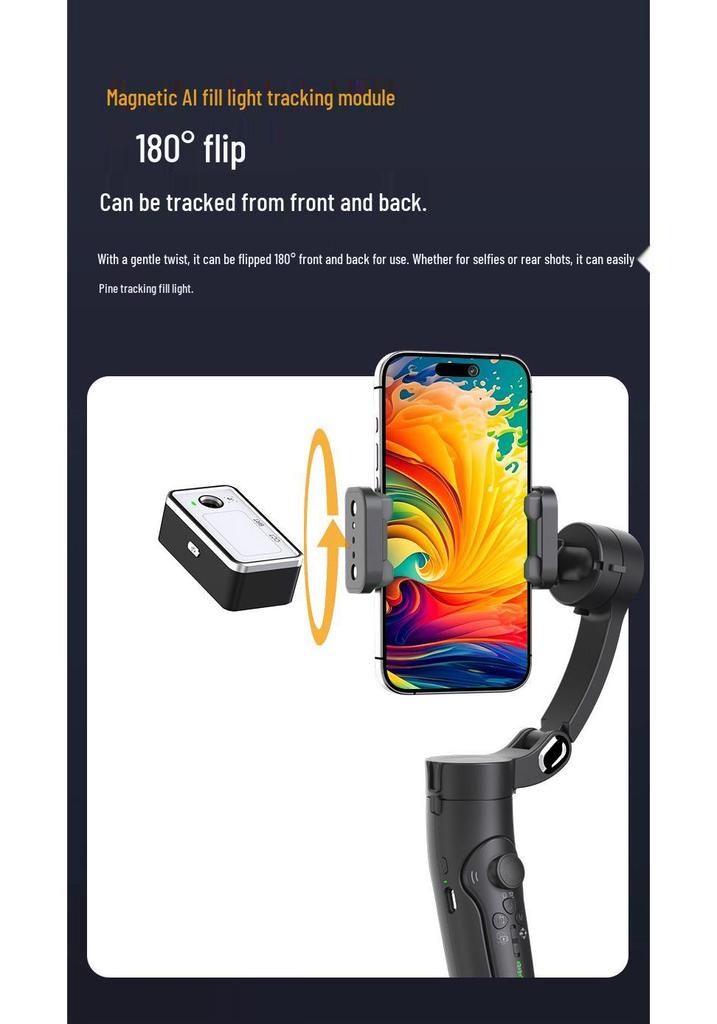 M03 Three-Axis Mobile Stabilizer: Anti-Shake Gimbal for Live Streaming with AI Face Tracking & Detachable Remote Control
