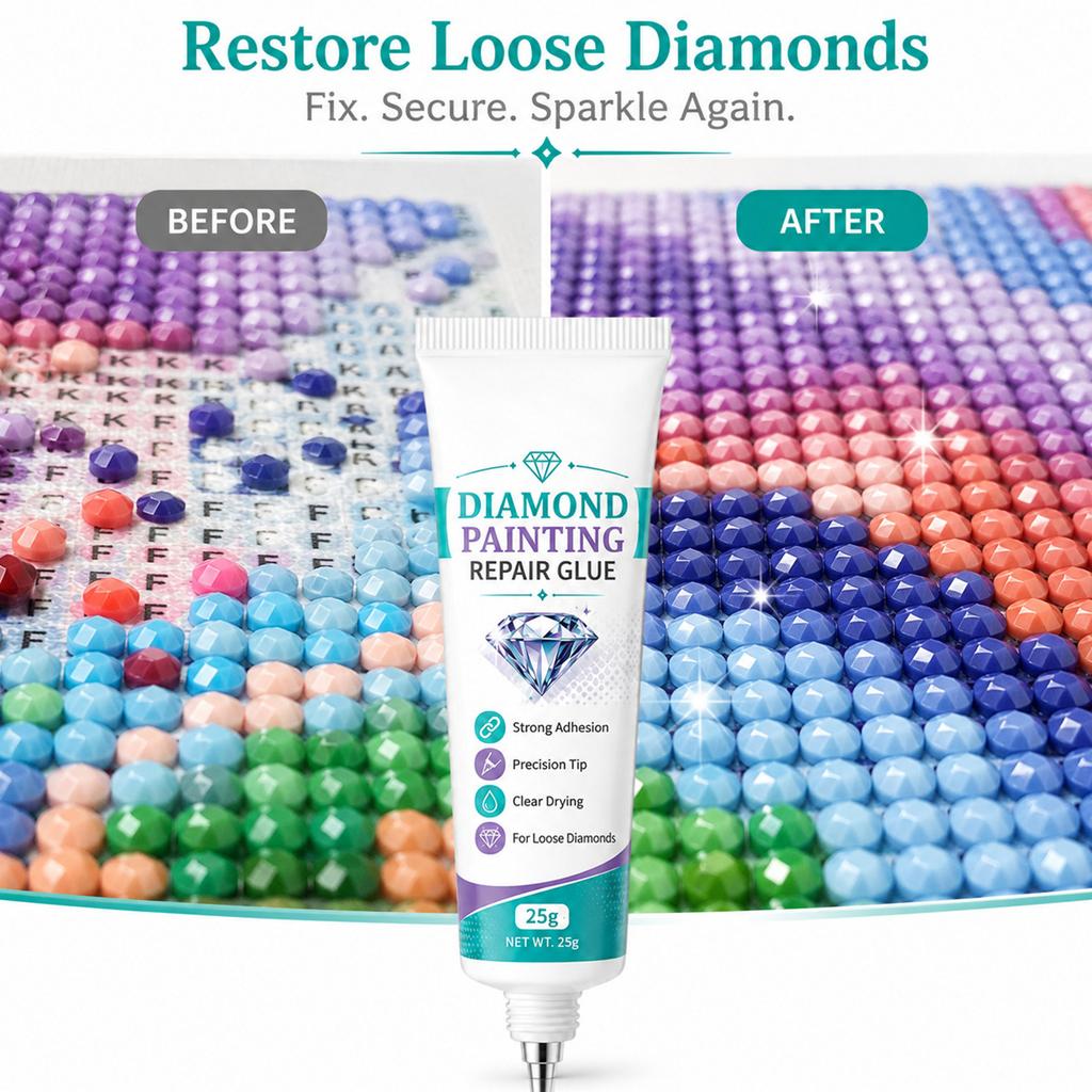 Starker Klebstoff, um Diamanten für Diamond Painting Bastelarbeiten fest zu befestigen.