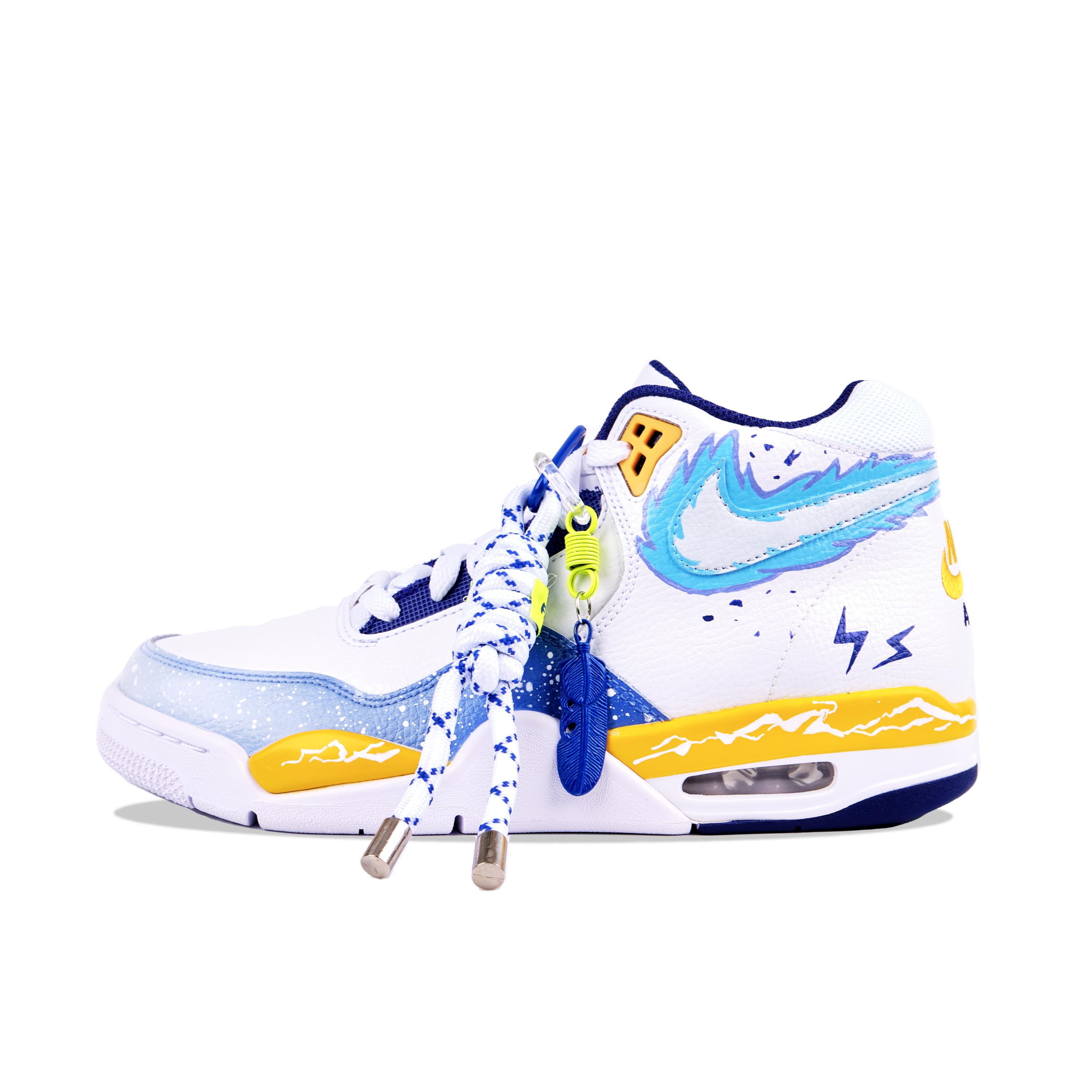

Nike Flight Legacy Slip Resistant Abrasion Resistant Mid top Vintage Basketball Shoes Men s White Blue BQ4212-102(Team626-) 40.5