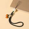 1Pc Persimmon Ruyi Mobile Phone Pendant Short Wrist Lanyard Men's and Women's Glazed Persimmon Pendant Keychain Anti-lost Rope Accessories