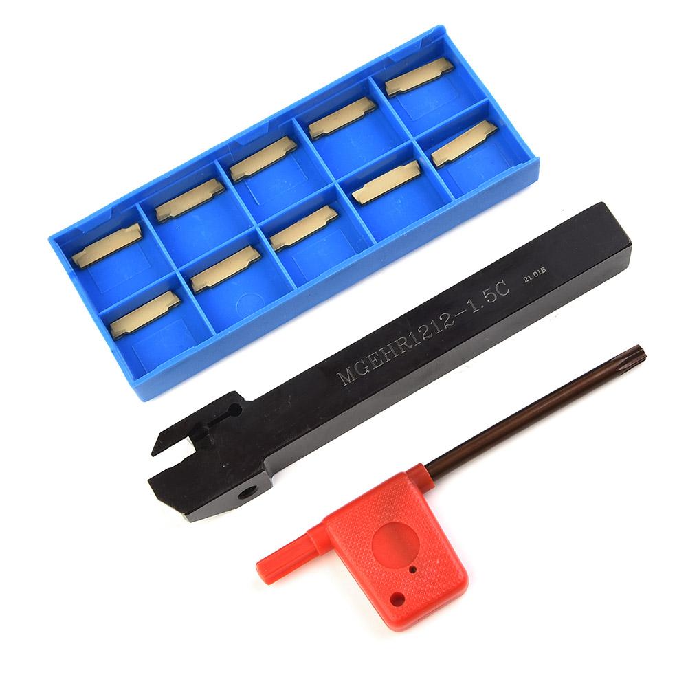 MGEHR1212-1.5 Grooving Cutter Holder & 10pcs MGMN150-G Carbide Grooving Inserts & Wrench For Metal Cutting Machine Tools