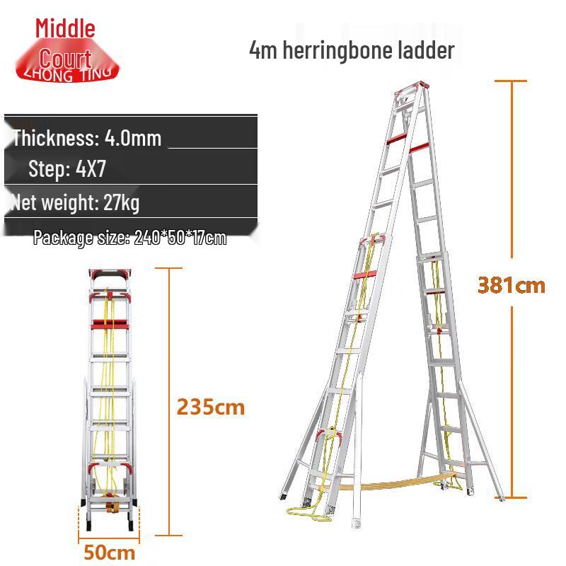 Zhongting Telescopic Folding Aluminum Alloy A-Frame Ladder