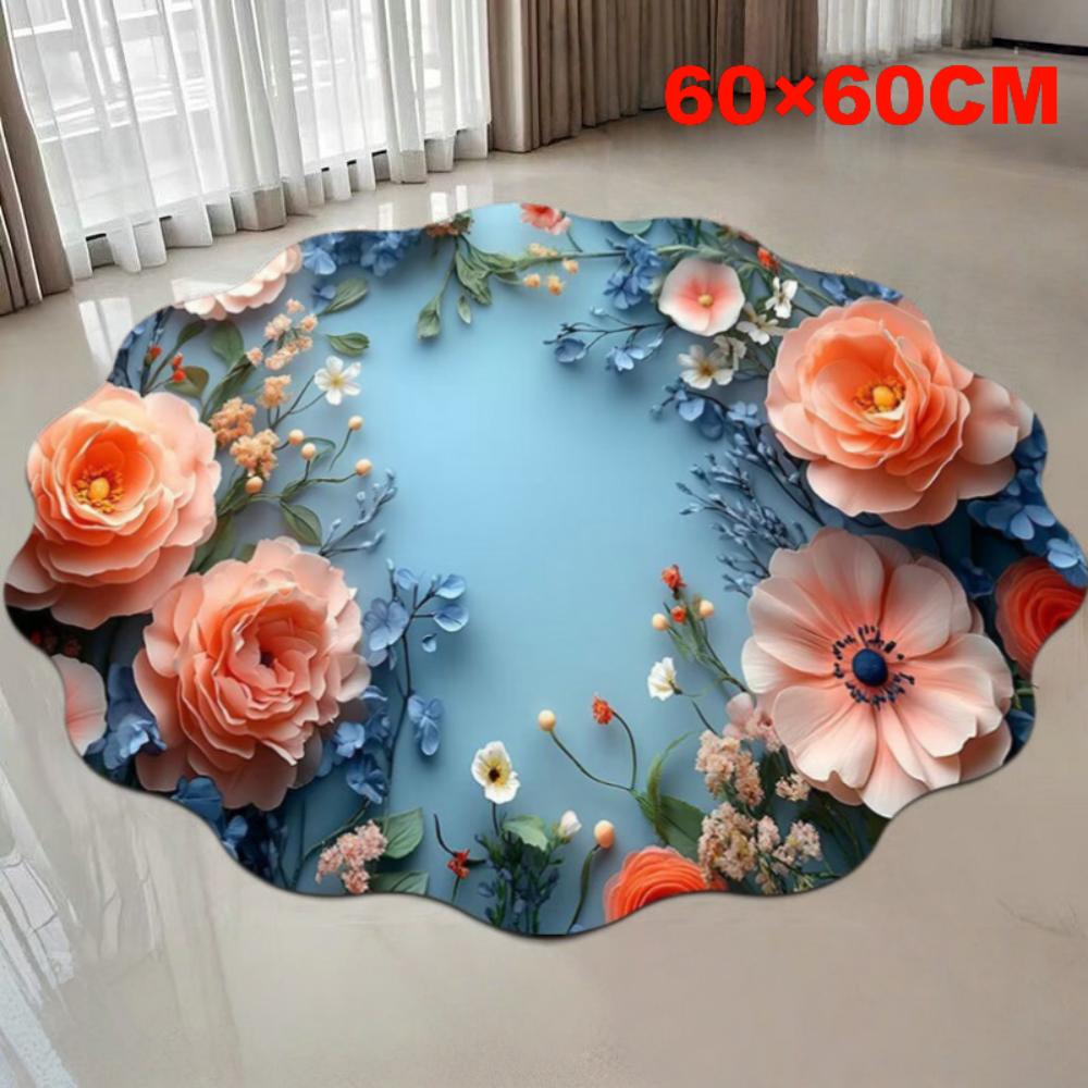 

Nordic Abstract Koi Carpet Wavy Bathroom Door Rug Creativity Floral Floor Mat Home Decor J