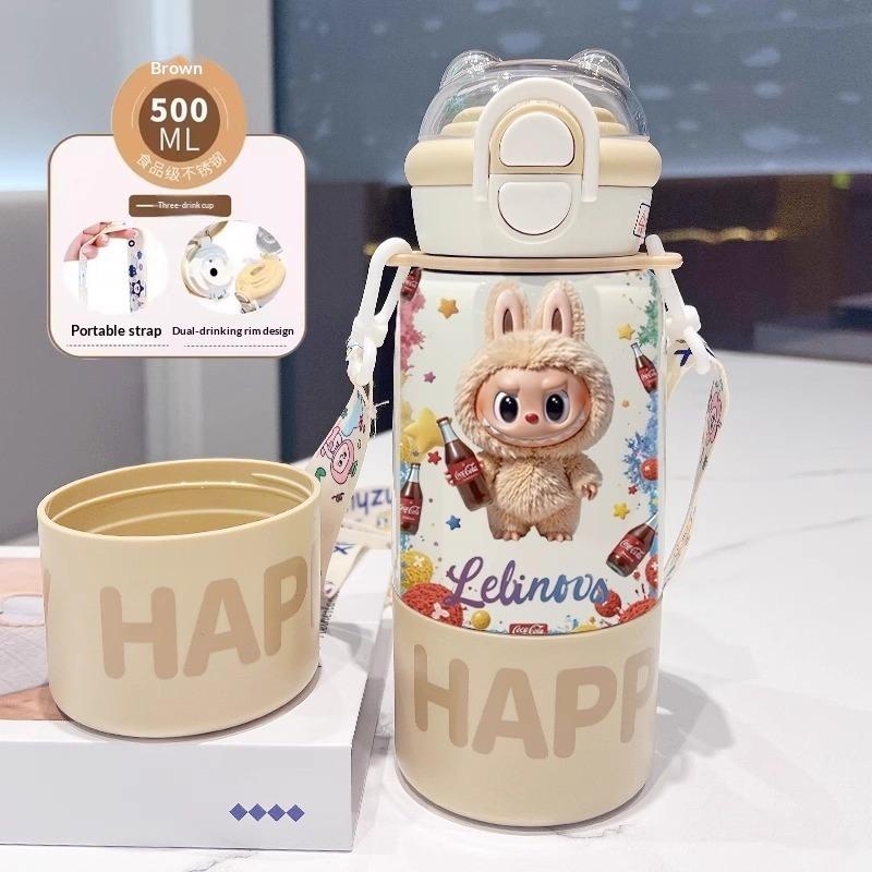 Thermos Cup Children's Double Cup Lid Water Cup Student Use School Convenient Thermal Insulation Pot