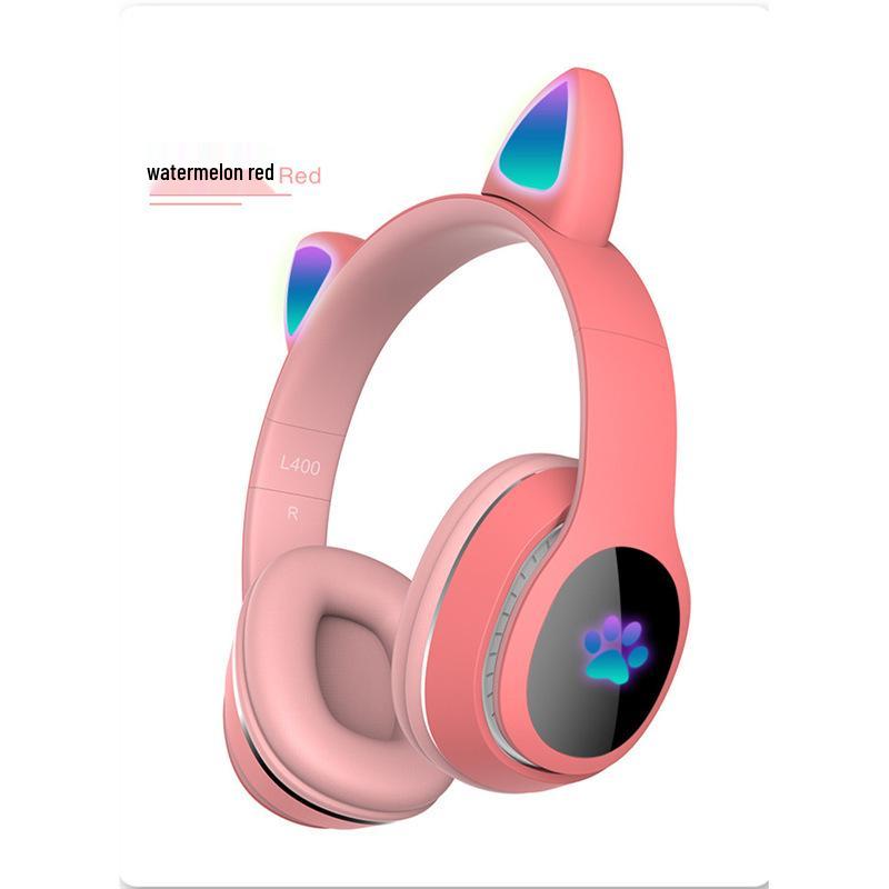 Cute Luminous Cat Ear Bluetooth Headphones for Kids - Trendy Wireless Headset for Girls