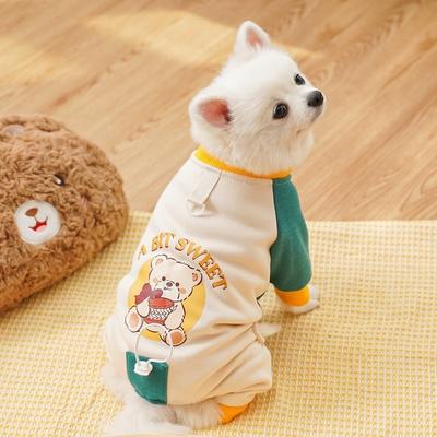 Color Block Dog Jumpsuit Thickened Four Legged Clothes Dog Fleece Hoodie  Daily Walk