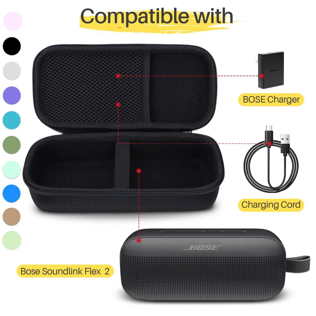 Lebakort Storage Case Compatible with BOSE SoundLink Flex Bluetooth Speaker (2nd Generation) / SoundLink Flex Portable Speaker (Black Case)