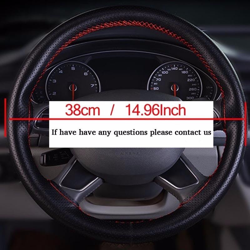 38cm Microfiber Car Steering Wheel Cover Soft Leather Braid On The Steering-Wheel with Needle Thread DIY Car Decoration