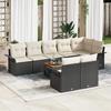 VidaXL 9-Piece Garden Sofa Set with Cushions Black Polyethylene Rattan Acacia 3347341