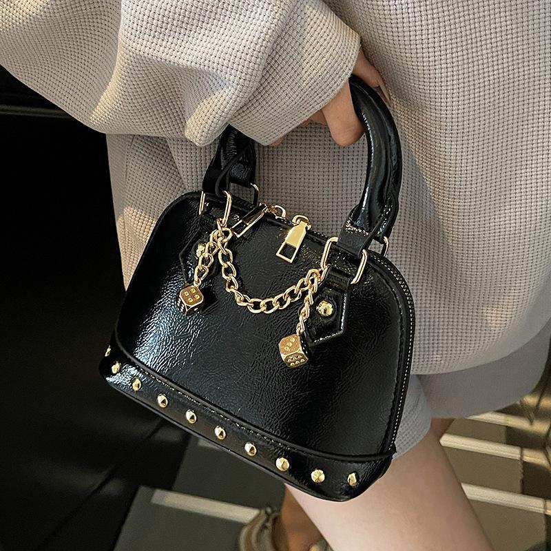 Light luxury temperament rivet tide cool style portable shell bag fashionable versatile niche chain dice messenger bag