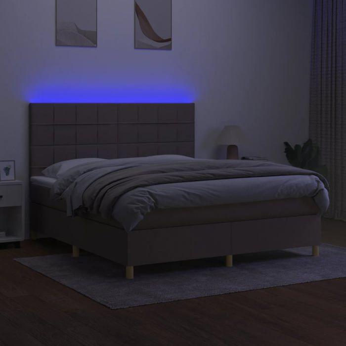Maison Exclusive - Sommier à lattes de lit et matelas et LED Taupe 160x200cm Tissu