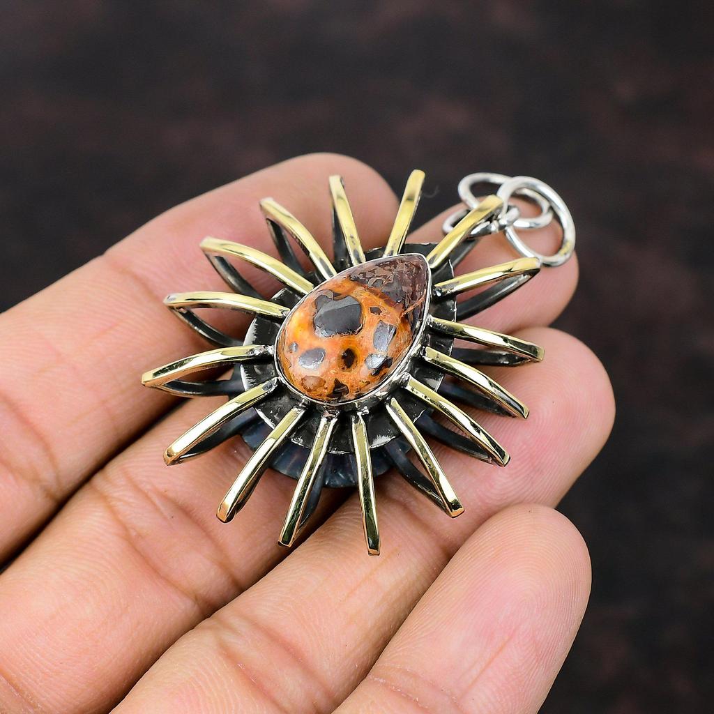 Bauxite Pendant 925 Sterling Silver Pendant Gemstone Pendant Handmade Jewelry 18K Gold Plated Cage Pendant Gift For Friend Beautiful Jewelry