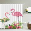 Tropical Plant Flamingo Shower Curtains Green Leaves Waterproof Polyester Fabric Home Decoration Bath Screen Bathroom Accessorie