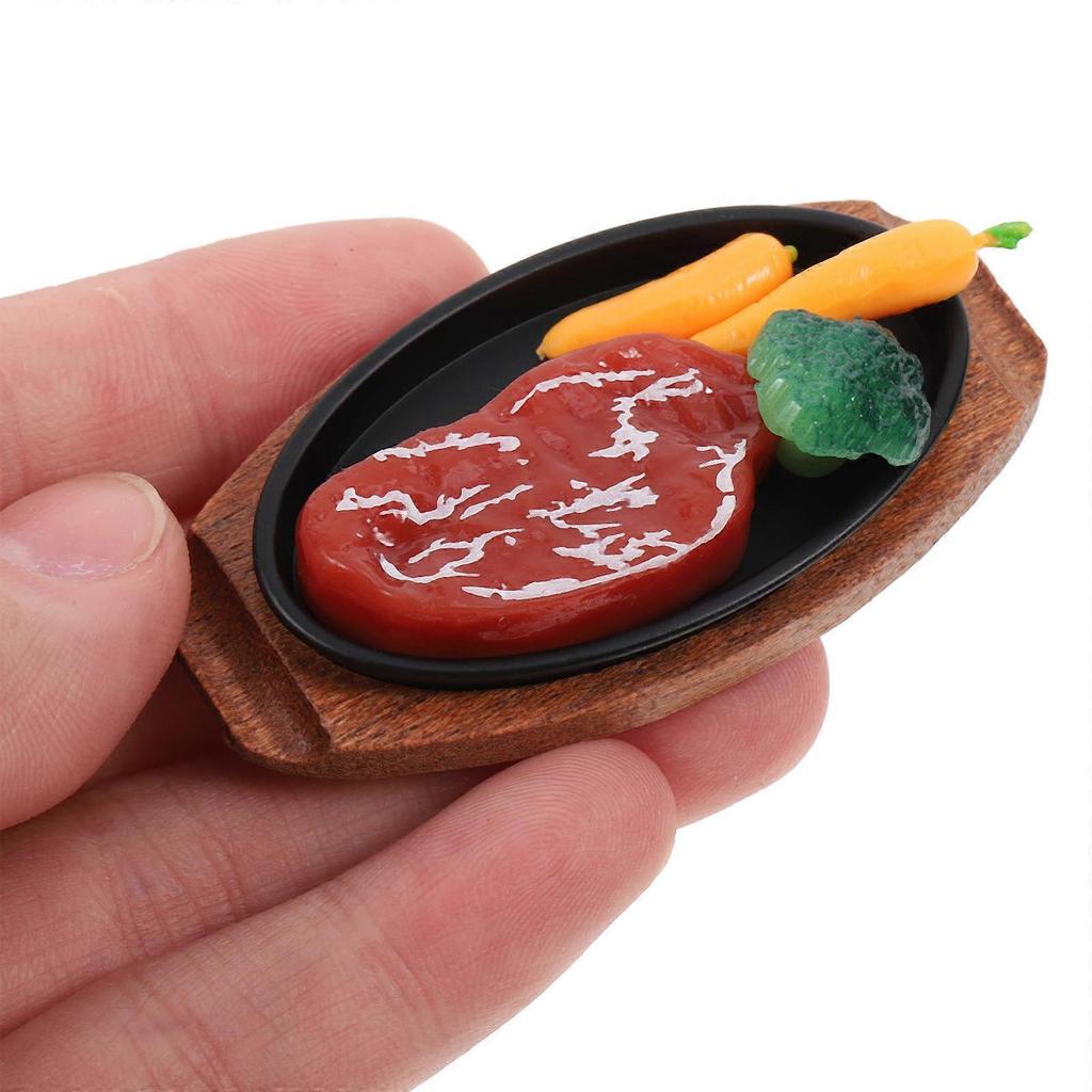 Realistic Miniature Steak Toy with Fake Meat for Dollhouse Kitchen Decor and Play Accessories Assorted Color