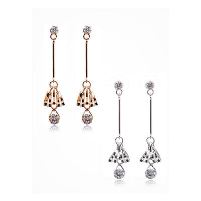 Women's Cubic Mix Silver Rose Drop Earrings