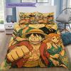 One Piece Luffy Straw Hat Crew Bedding Set, 1 Duvet Cover & 2 Pillowcases, Home Bedroom, Perfect Gift for Fans