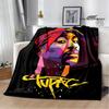 2PAC Hip -hop Singer Fashion Printed Blanket Warm Bed Blanket Soft and Comfortable Blanket Home Travel Blanket Birthday Gift