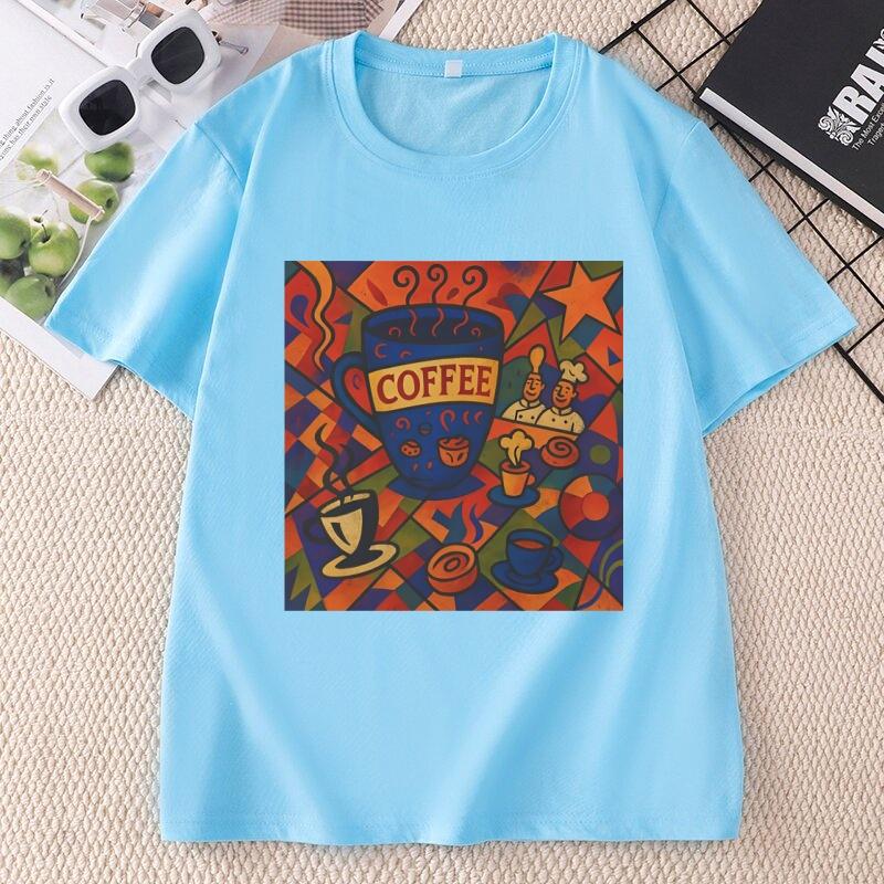 Vintage Tee for Coffee Lovers Print Fashion Tshirt Cotton Short Sleeve Round Neck Tshirt Unisex Unisex Loose Streetwear Y2k