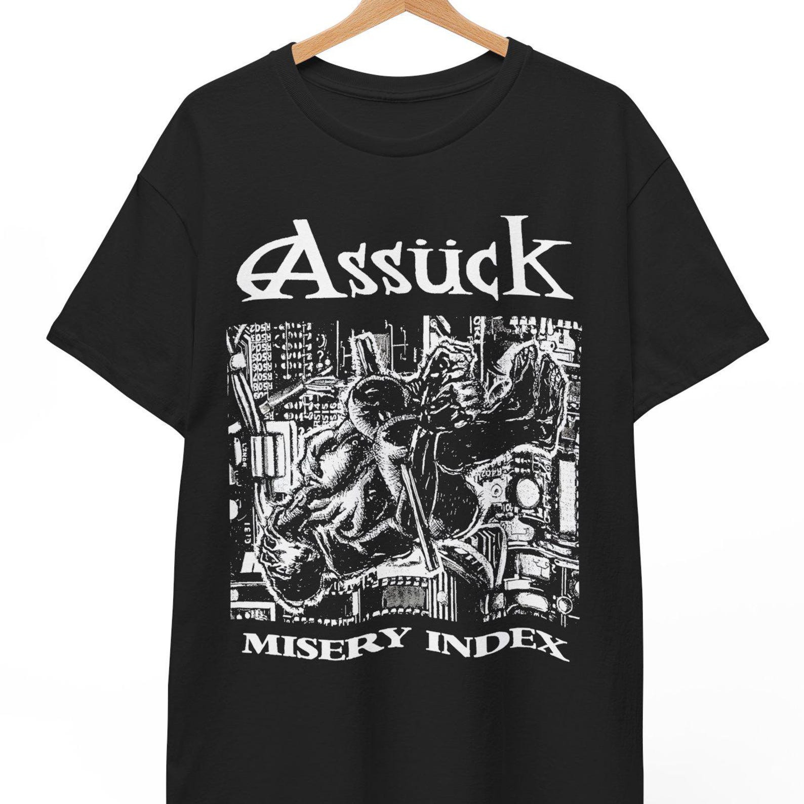Assück Misery Index T-Shirt – Florida Grindcore Album Art Tee 4XL
