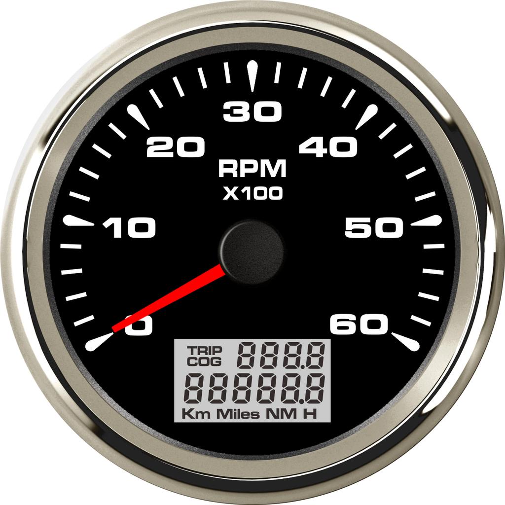 Universal 85mm Car Boat Tachometer Tacho Gauge 0-6000RPM 1-300 Speed Ratio Rev Counters with Trip Hour Meter 7 Colors