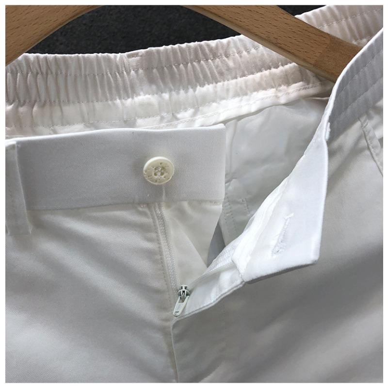 Men Elastic Waist Casual Shorts Button Placket Lightweight Straight Five Inch Daily Wear Summer Bottom