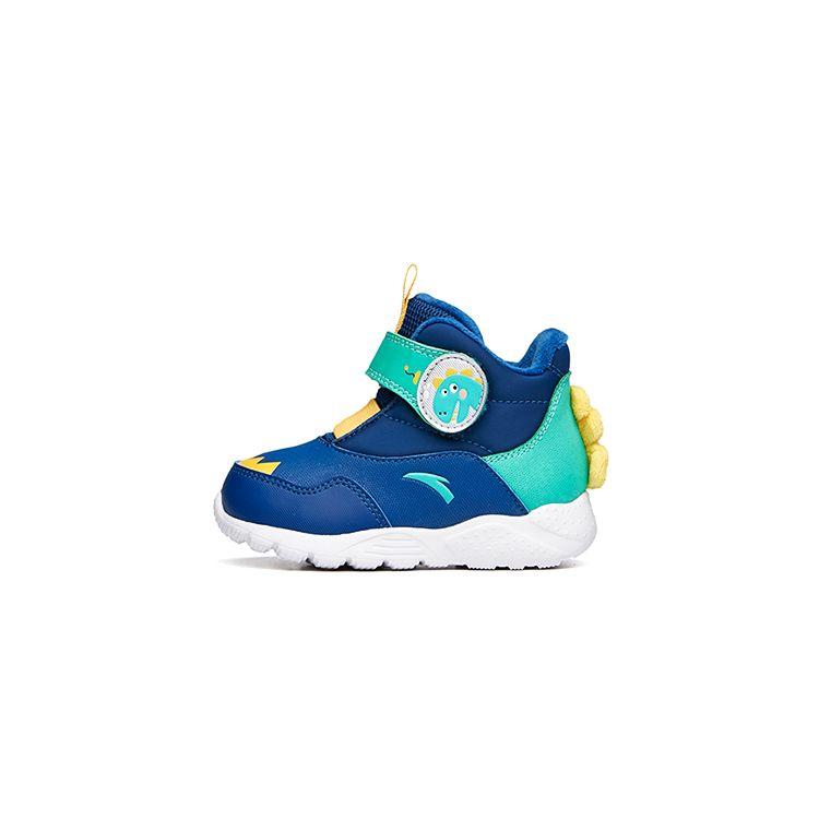 Anta Kids Fleece Lined Sports Casual Non-Slip Wear-Resistant Warm High-Top Walking Shoes Baby Shoes Blue Green A332140096A-5