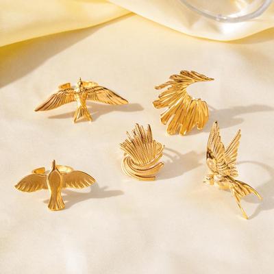 European & American Stainless Steel Peace Dove Open Ring Earrings - Retro Titanium Bird Ear Accessories