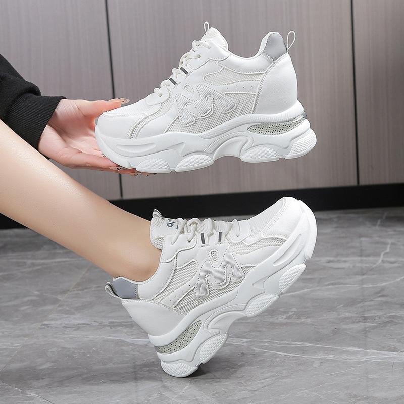 Factory Heightening Dad Shoes Women's Small 2025 Spring Lightweight Thick-soled Soft-soled Mesh Breathable Sneakers