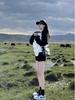 Women's Color Block Raglan Sleeve Cotton T-Shirt - Versatile Loose Fit for Autumn & Spring