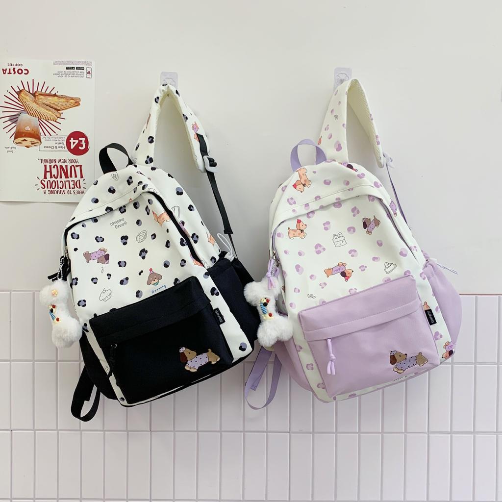 Schoolbag Korean new backpack female ins wind large capacity lightweight student schoolbag high value versatile contrasting color backpack