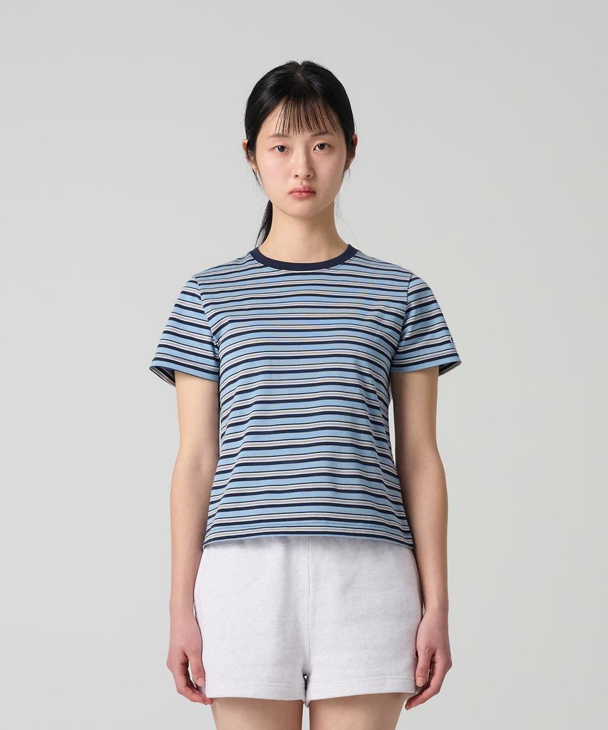 CHAMPION Women'S C-Logo Striped T-Shirt Blue