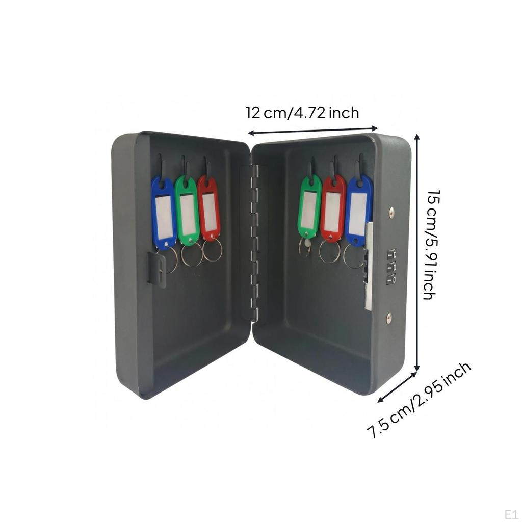 Metal Key Storage Box Multiple Hooks Wall Mount Cabinet Lockable 6key Combination