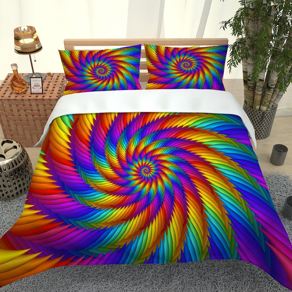 Rainbow Of Seven Colours 3D Exquisite Bed Supplies Set 2 Seater Duvet Cover Bed Comforter Set Bedding Set Luxury Birthday Gift