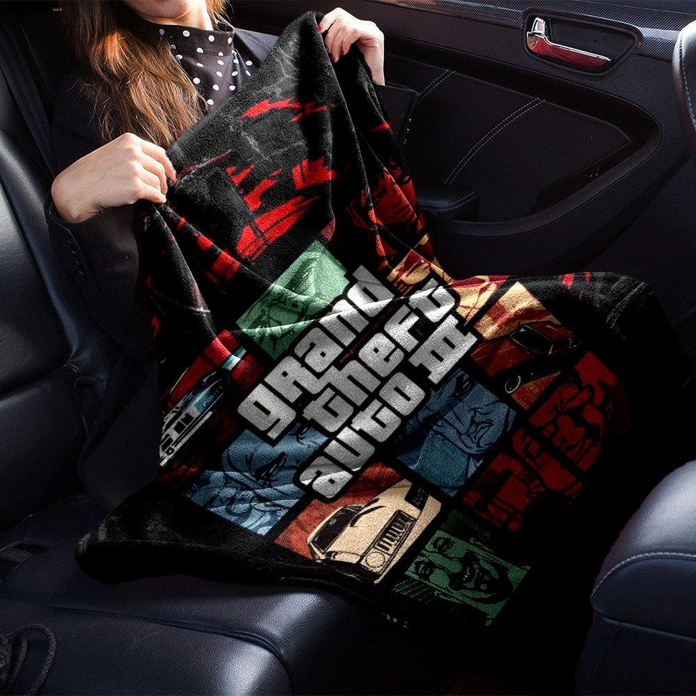 1pc Grand Theft Auto Soft Flannel Blanket with Designer Print A cozy blanket for all seasons, perfect for the couch, bed, office