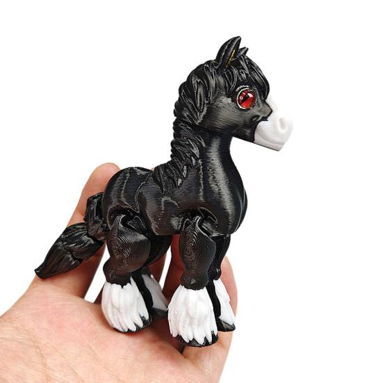 2Pcs 3D Printed Joints Stress Relief Horse Pony Statue Horse Figurine Movable Fidget Toy Simulation