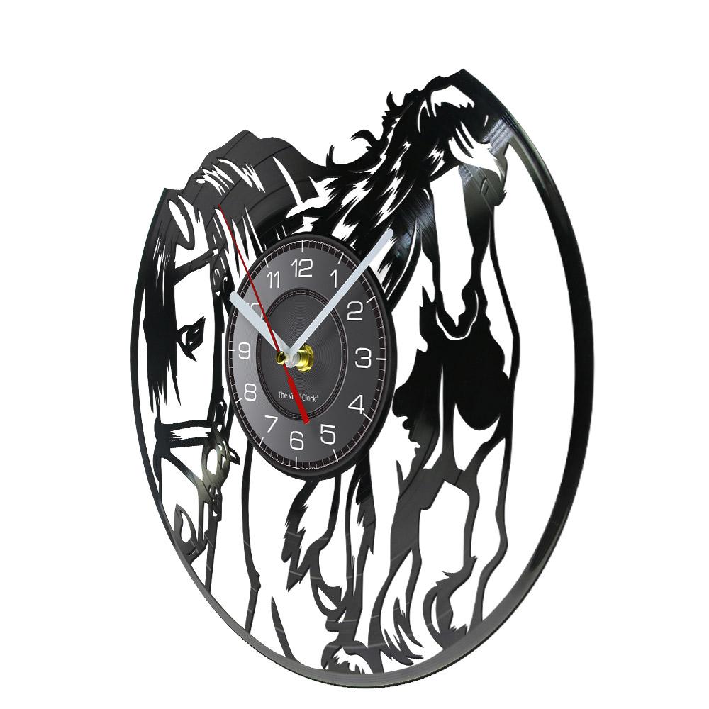 Galloping Horses Wall Art Interior Design Wall Clock Vinyl Record Clock Home Decor Mustang Wild Horse In The Wind Horse Gift