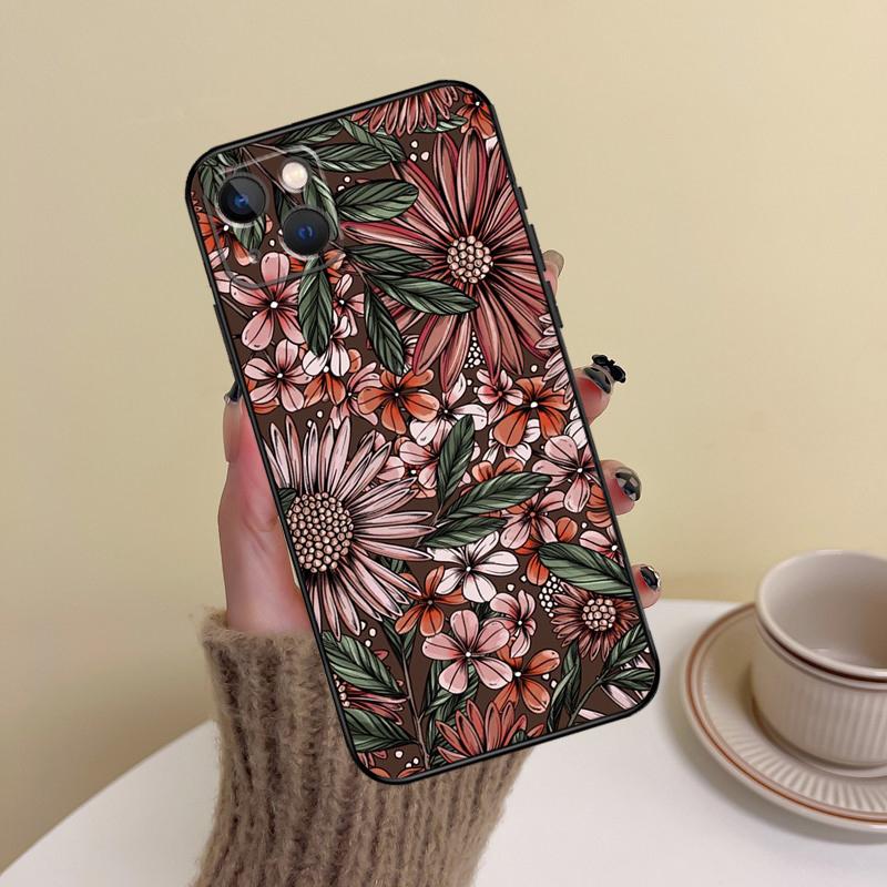 

Painting Flowers Nature Leaves Phone Case For iPhone 14 Pro Max 17 Air 16 15 11 12 13 Pro Max mini 16 Plus 16e Cover Funda iPhone 14 Plus
