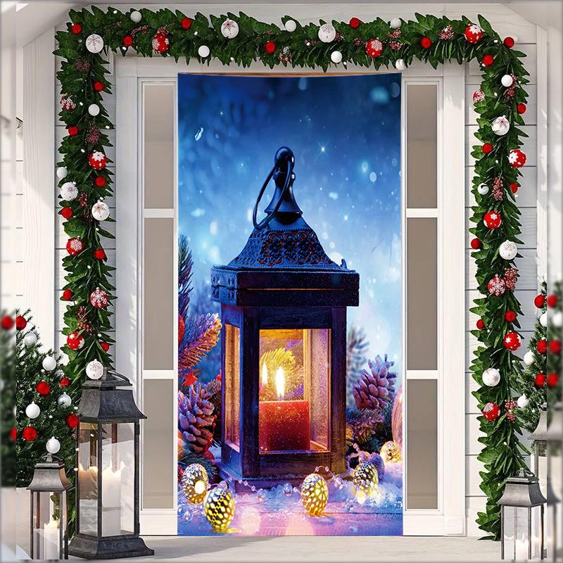 Stretch Fabric Christmas Door Tapestry - Santa Claus Gift Background for Holiday Parties