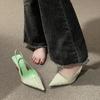 Sea Salt Blue Temperament Bag Head Sandals Spring and Summer Thin Heel Pointed Back Empty Single Shoes